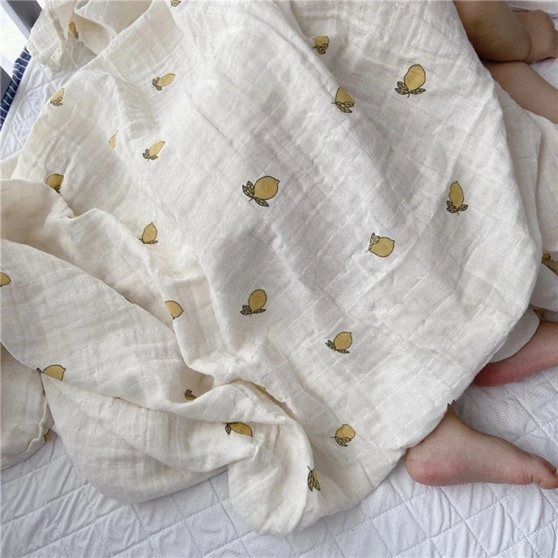 Organic Cotton Acacia Yellow Set Newborn Muslin Wrap Baby Bed Muslin swaddle