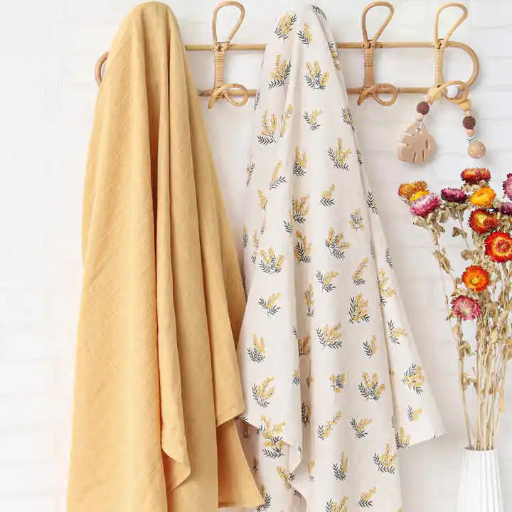 Organic Cotton Acacia Yellow Set Newborn Muslin Wrap Baby Bed Muslin swaddle