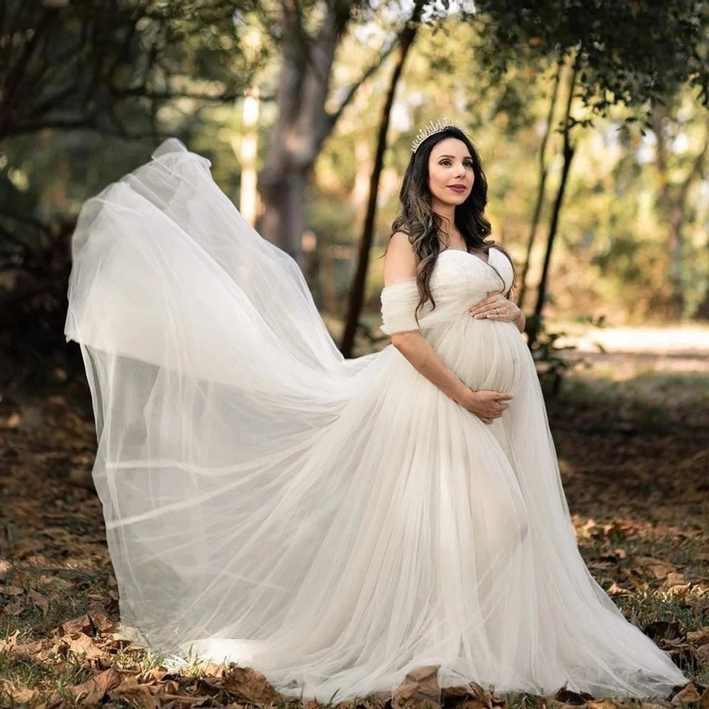 New Off Shoulder Maternity Dress for Photoshoot Lace Pregnant Dress Long Maxi Dress Maternity Gown