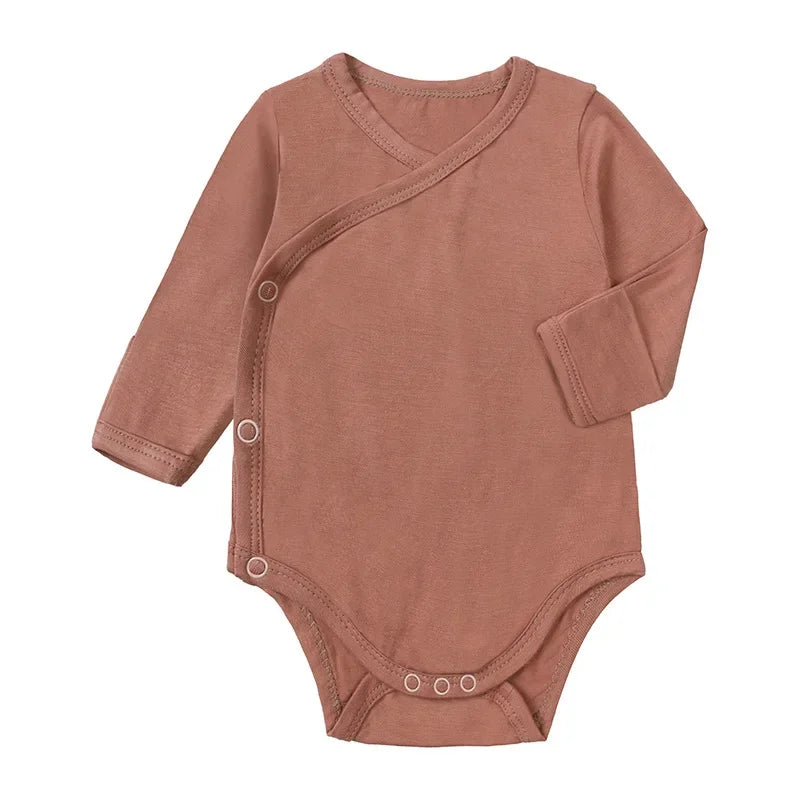 Newborn Boy Girl Rompers Bamboo Fiber Romper Long Sleeve Unisex Toddler Breathable Clothes Korean Infant