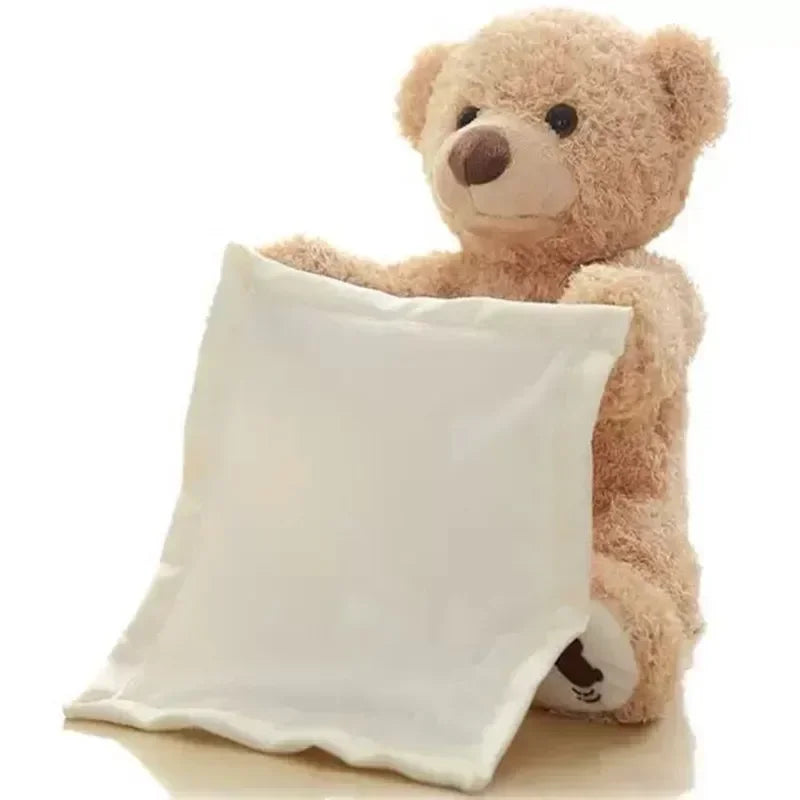 New 30CM Cute Plush Bear Hide and Seek Animated Stuffed Animal Talking Bear Shy Bear Best Birthday Gift for Kids