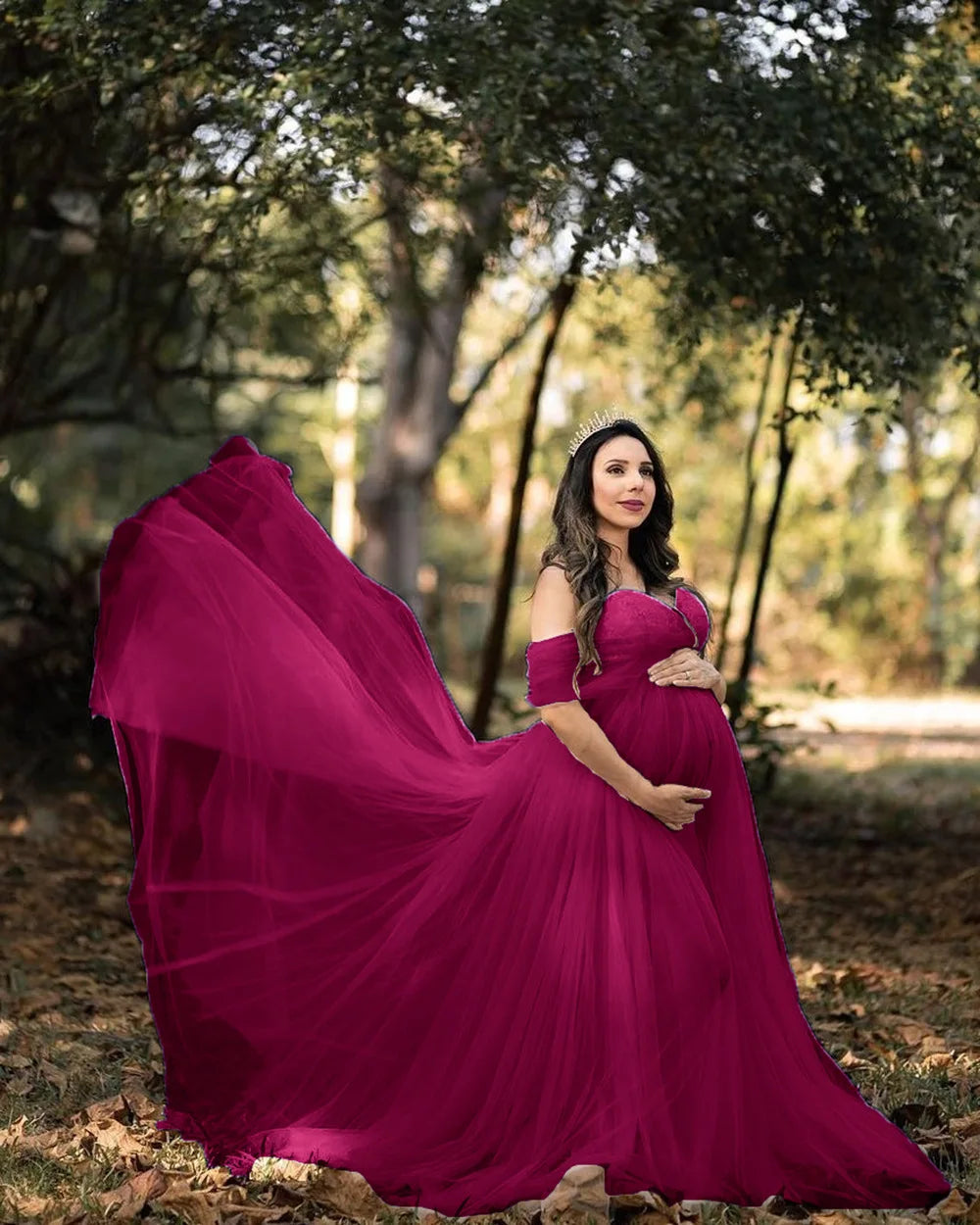New Off Shoulder Maternity Dress for Photoshoot Lace Pregnant Dress Long Maxi Dress Maternity Gown