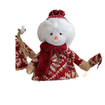 Wool Knitted Elderly Snowman Elk Girl Pendant