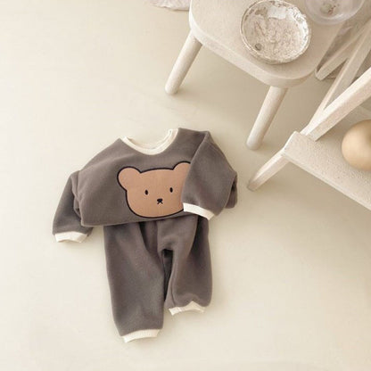 Cartoon Bear Hoodie Sweatpants Two-piece Set Western Style Leisure Suit