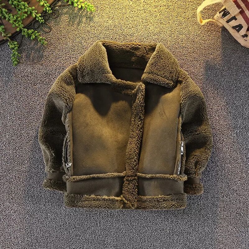 Long-sleeved short brown children's jacket