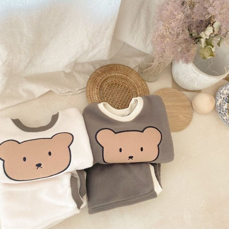 Cartoon Bear Hoodie Sweatpants Two-piece Set Western Style Leisure Suit