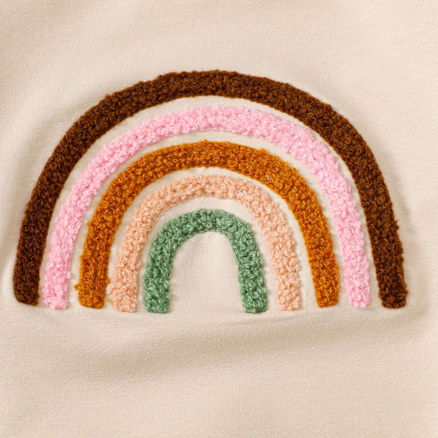 Children's Four-color Towel Embroidery Rainbow Long-sleeved Shirt Fake Drawstring Trousers Two-piece Set