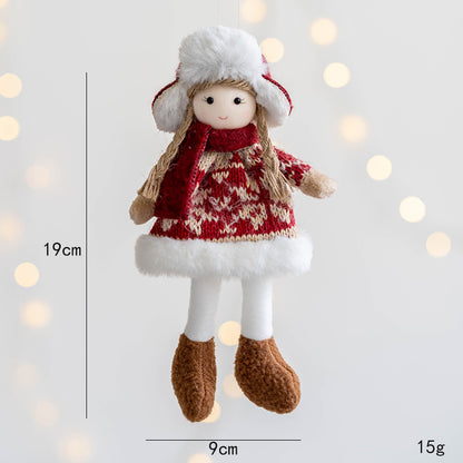 Wool Knitted Elderly Snowman Elk Girl Pendant