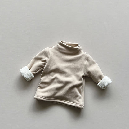 Half Turtleneck Thick Warm All-match Top Children Velvet Padded Bottoming Shirt