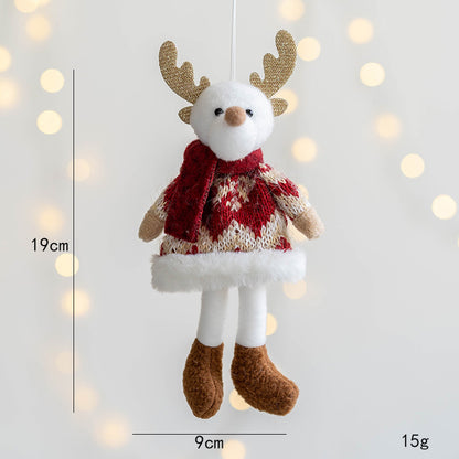 Wool Knitted Elderly Snowman Elk Girl Pendant