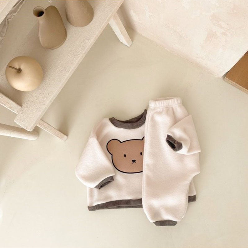 Cartoon Bear Hoodie Sweatpants Two-piece Set Western Style Leisure Suit