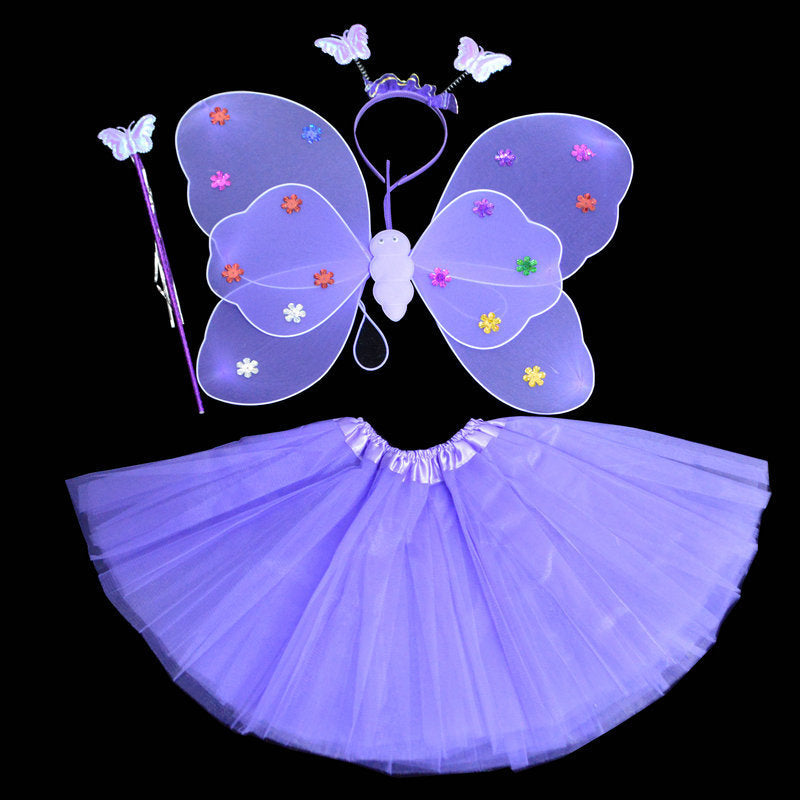 Children's Day Performance Set Double-layer Sequined Wings 4-Piece Set