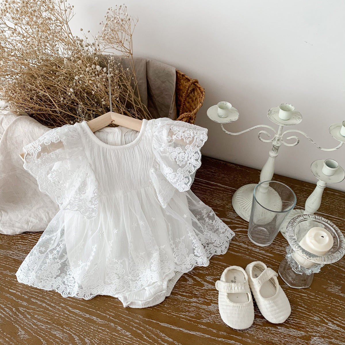 Cotton Lace Embroidered Baby's Gown