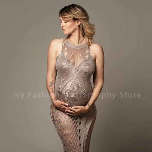 Maternity Photography Props Dresses Sexy Knitted Crochet Long Dress For Photo Shoot