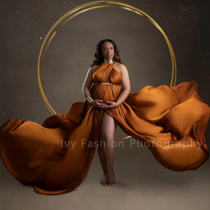 Gold Color Leather African Posing Props For Pregnant Women Photography