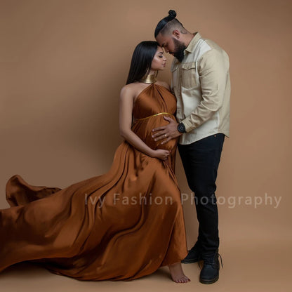 Gold Color Leather African Posing Props For Pregnant Women Photography