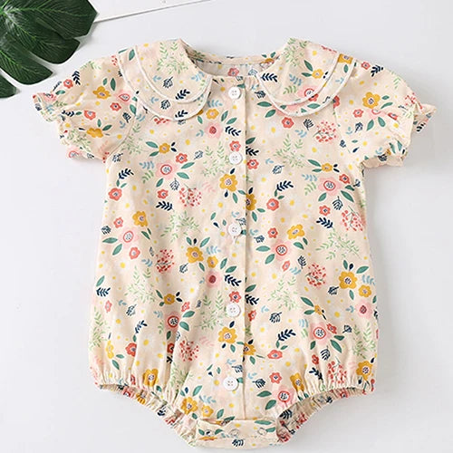 Baby Girls Flower Cotton Jumpsuit One piece Outfit Newborn Baby Romper