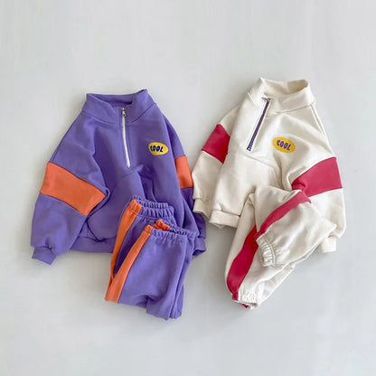 Boys Girls Autumn Loose Tracksuit Pullovers Tops+Pants 2pcs Suit