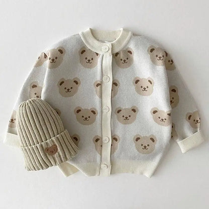 Baby Boy Knitwear Children Cardigans Cartoon Bear Jackt Outerwear