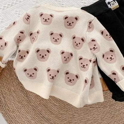 Baby Boys Cartoon Bear Cardigans Outwear Children Clothes Kids Girls Knitwear Jacket