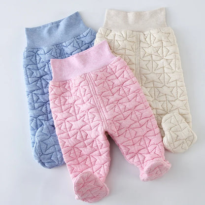 Baby Pants Cotton Newborn Unisex Casual Footed High Waist Baby Boy Giril Trousers