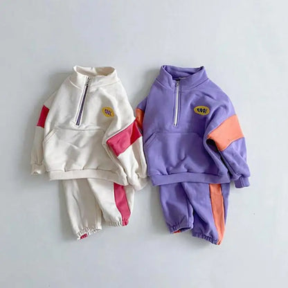 Boys Girls Autumn Loose Tracksuit Pullovers Tops+Pants 2pcs Suit