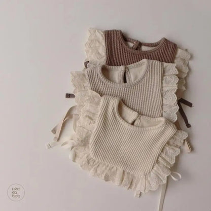 New Baby Girl Lace Vest Sweet Hollow Out Infant Bib Knitted