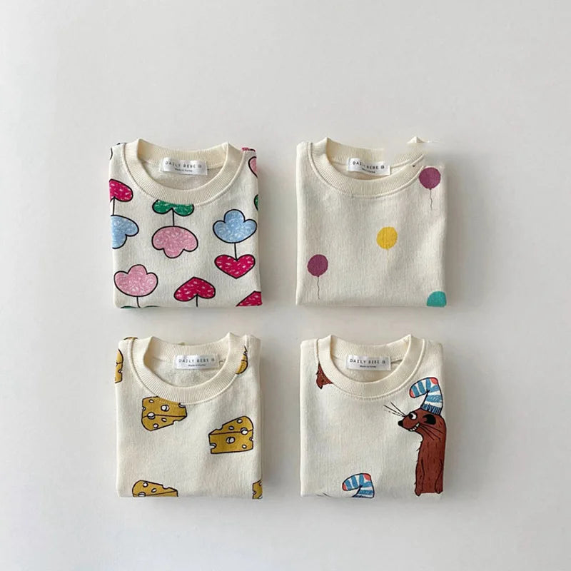 Summer New Clothes Sets Boy Girl Fashion Cartoon Printed T-shirt + Kid Casual Shorts