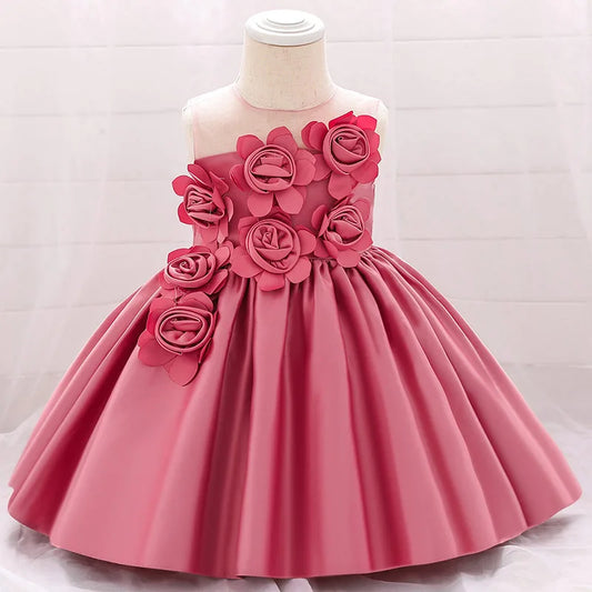 Girls Dress Kids Flowers Formal Evening Prom Gown Clothes Princess Costume