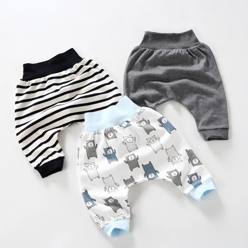 Baby's big PP pants unisex cotton high waist Harun pants belly protection sleepwear pants