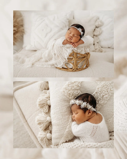 Newborn props Soft white chiffon lace Posing blanket High Quality Basket