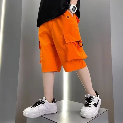 Summer Boys' Cotton Shorts Daily Casual Orange Sports Short Pants