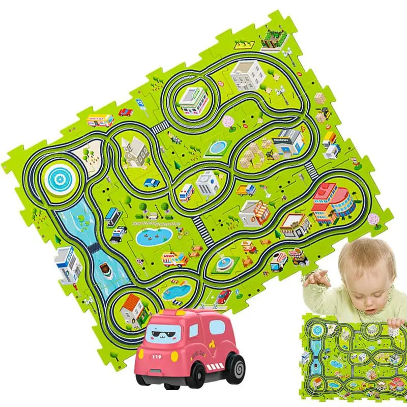 Educational Puzzle Track Burr Free Puzzle Board Track Electric Race Car Track Toy