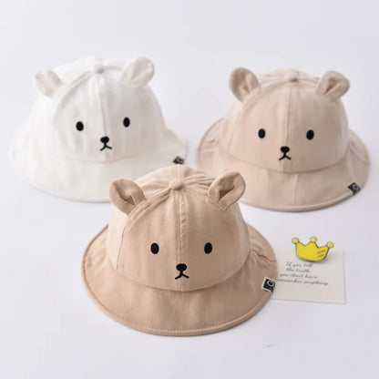 Newborn Baby Hat Infant Muslin Bucket Bear Ears Caps Boys for Toddlers