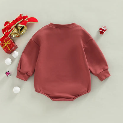 Newborn Baby Girl Boy Retro Christmas Tree Crewneck Sweatshirt Romper