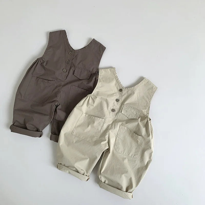 Toddler Boy Girl Casual Strap Trousers Baby Sleeveless Jumpsuit Kids