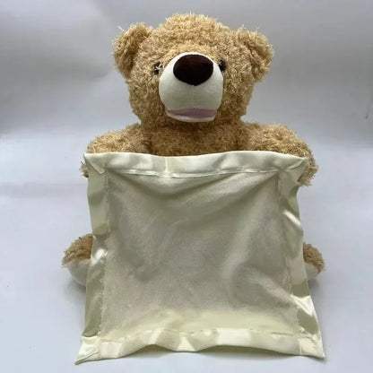 New 30CM Cute Plush Bear Hide and Seek Animated Stuffed Animal Talking Bear Shy Bear Best Birthday Gift for Kids