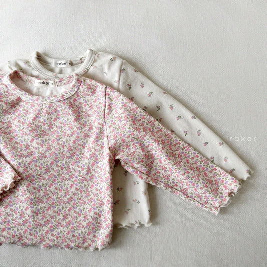 New Baby Girl Long Sleeve Cotton Tops Infant Girl Cute Floral Bottoming Shirt