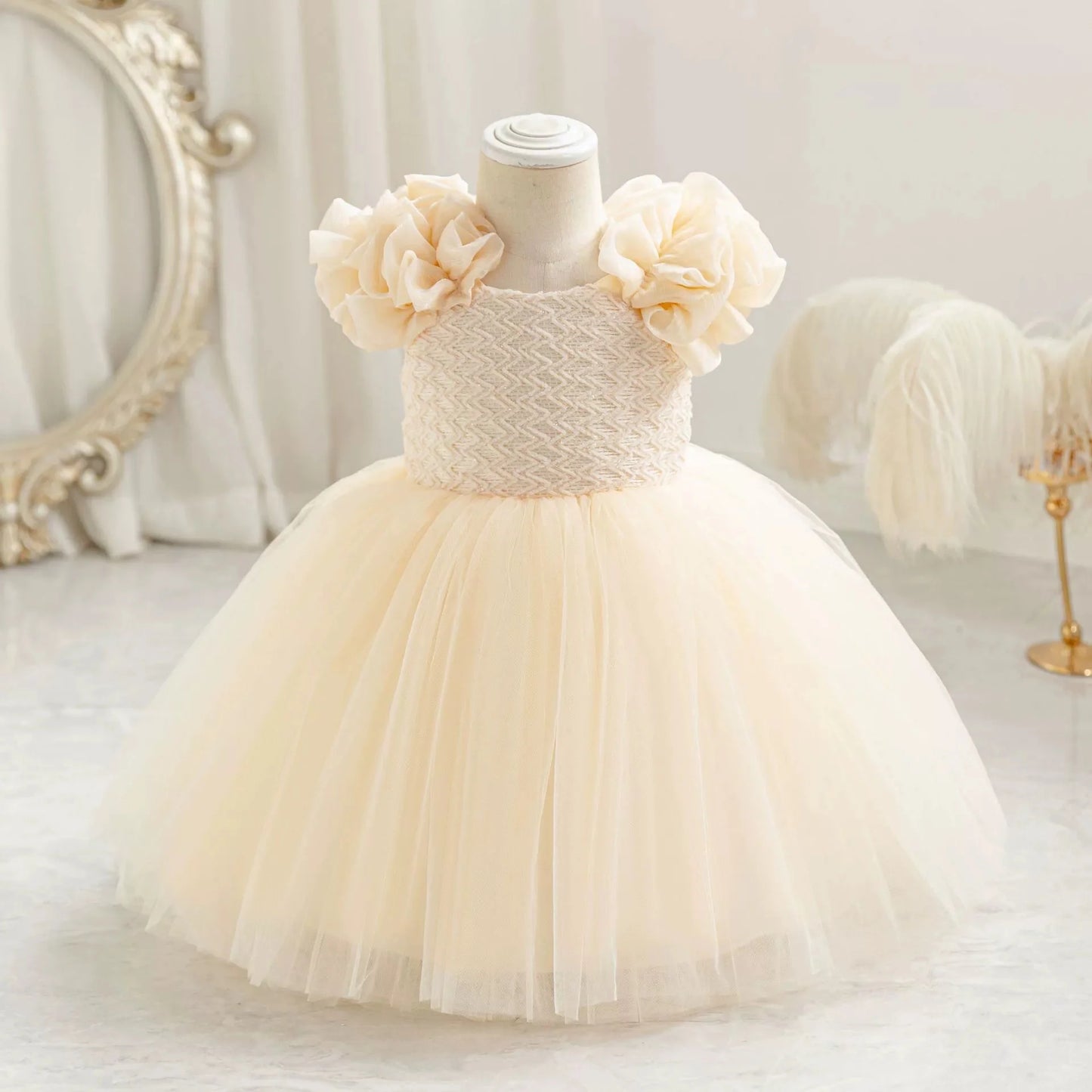 Girls Dress Tutu Flower Casual Dresses for Girls Plaid Princess Ball Gown for Party