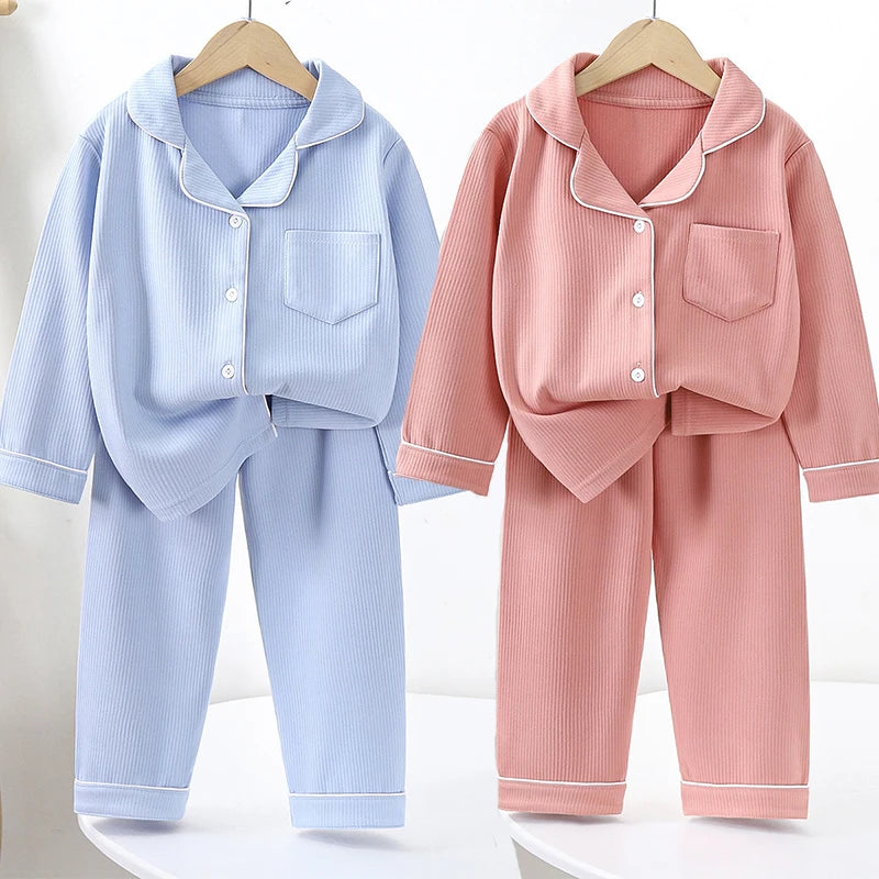 Toddler Sleepwear Baby Casual Pajama Suit Long Sleeve Cardigan Tops Pants