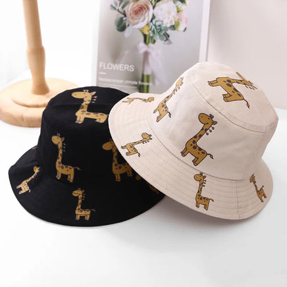 Summer Baby Bucket Hats Boys Girls UV Sunhat Kids Cotton Giraffe Beach Hat Child Accessories