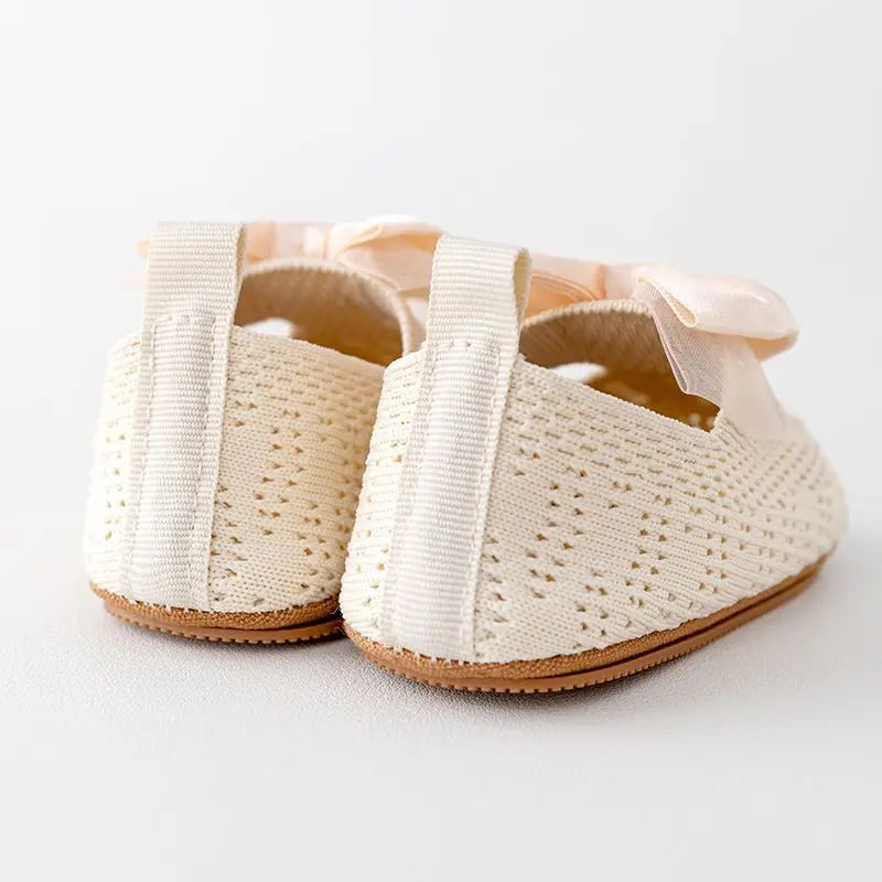 Girls Princess Flats Cute Bow Knitted Hollowed out Shoes Casual Walking Shoes