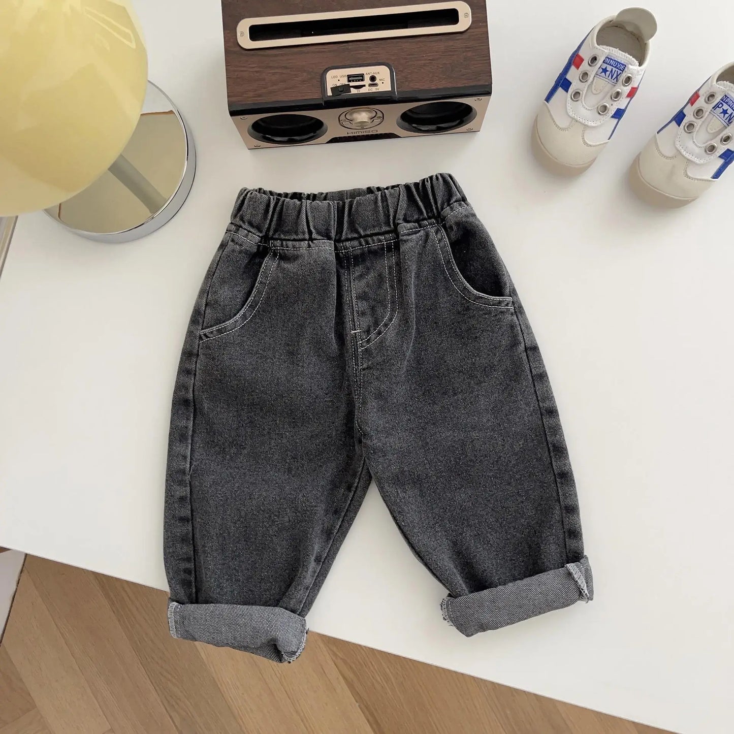 Children Solid Jeans Baby Autumn Kid Boy Simple Soft Casual Pants