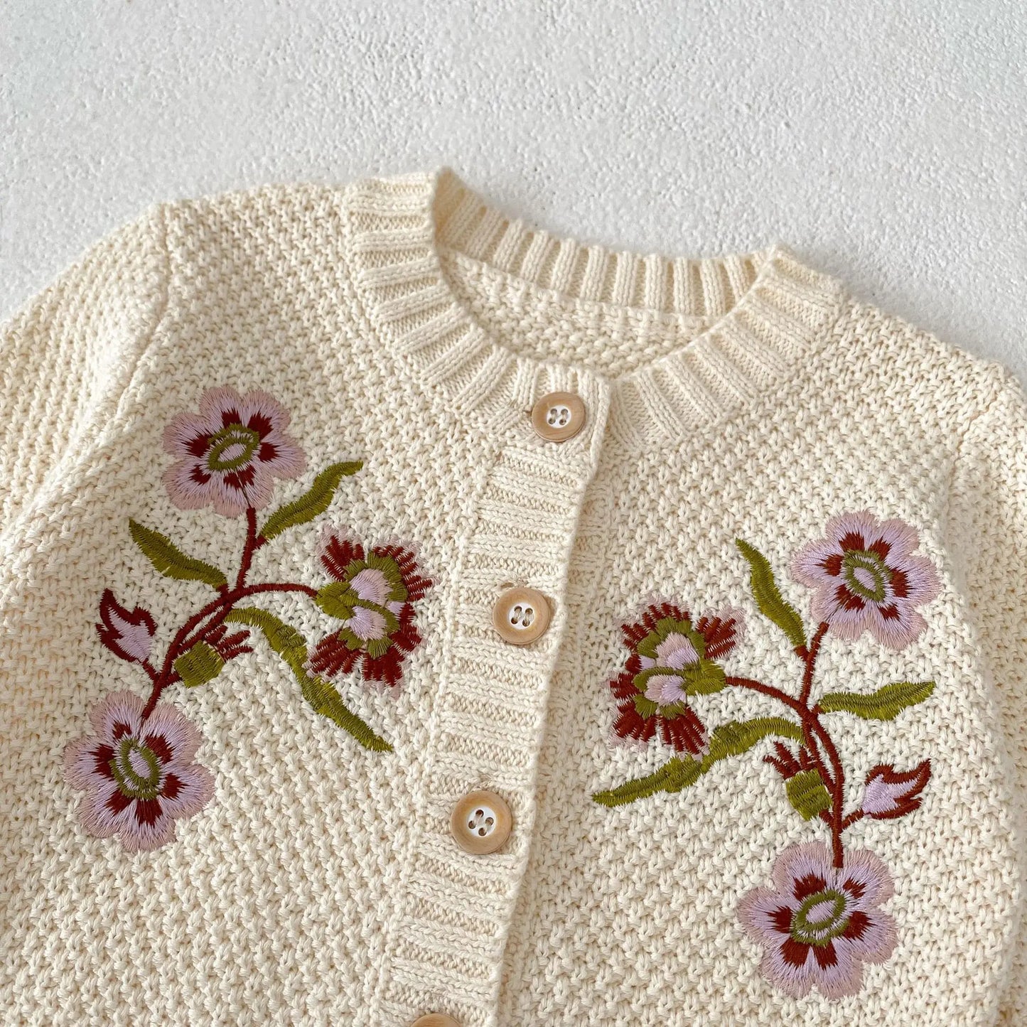 New Embroidery Flower Baby Sweaters Boy Girl Cotton Long Sleeve Cardigan Coat