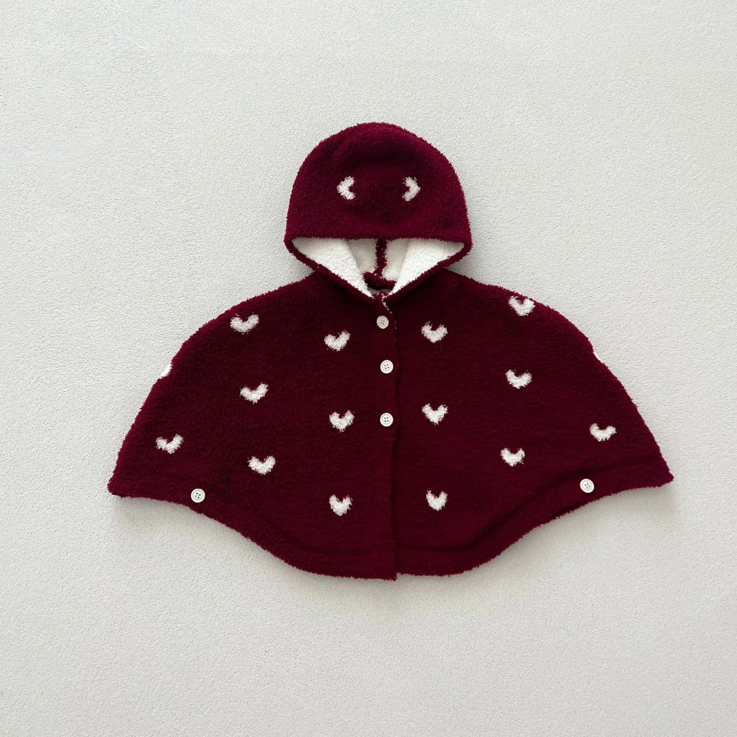 Baby Cloak Girls Heart Hooded Shawl Infant Toddler Windproof Coat