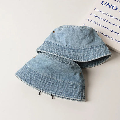 Baby Bucket Hats Cotton Washed Denim Children Cool Cap For Girl Boys