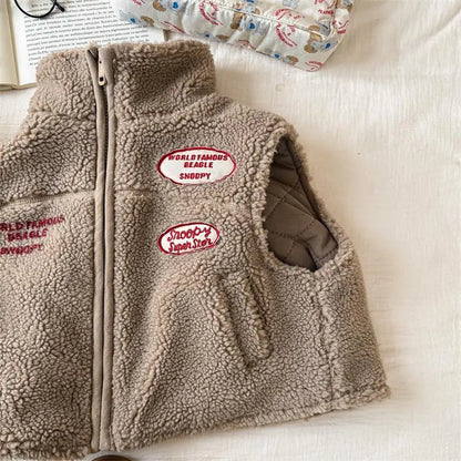 Baby Girls Sleeveless Vest Jacket Kids Fleece Patch Coat Boys Windproof Vest