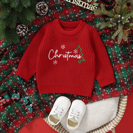 Toddler Girls Red Christmas Knitting Newborn Sweaters