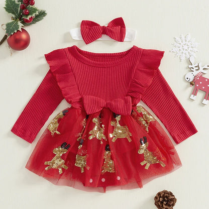 Baby Girls Christmas Deer Romper Dress