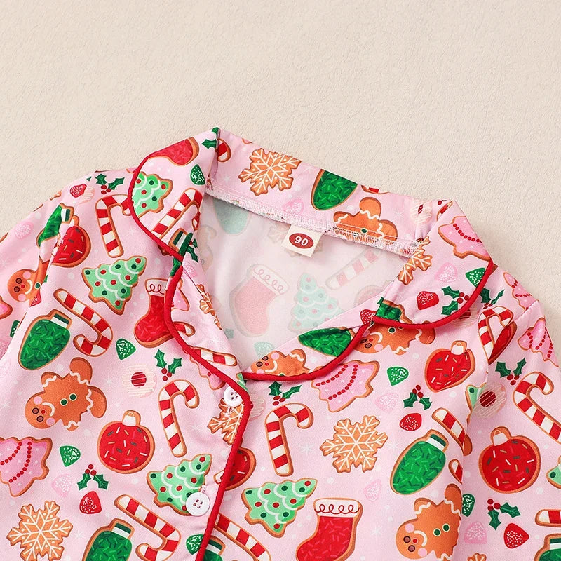 Boy Girl Christmas Silk Pajamas Set